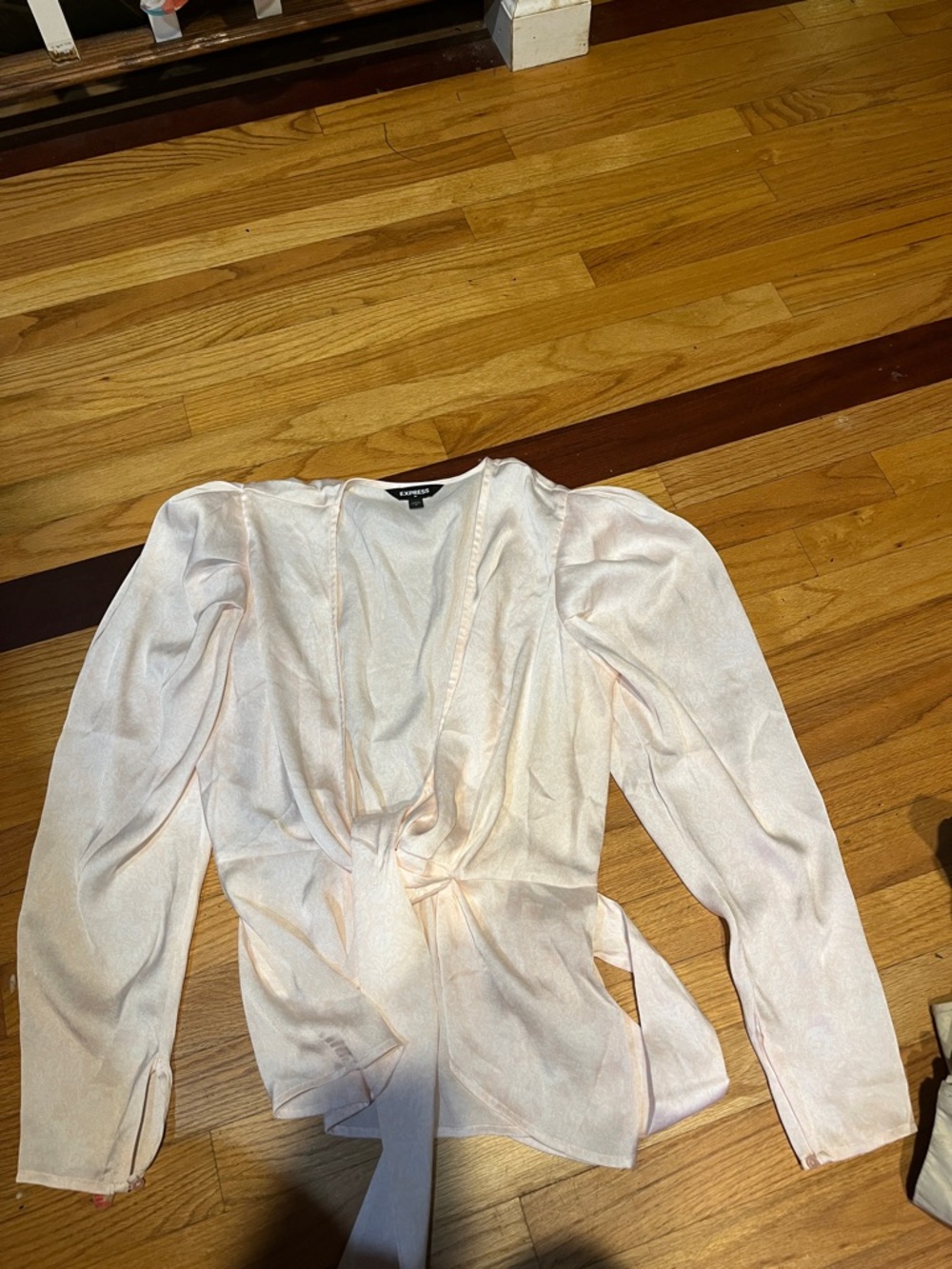 Express Pale Blush Satin Wrap Top